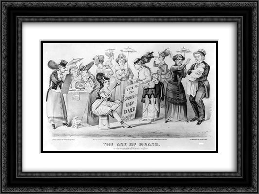 The age of brass. or the triumphs of Woman's rights 24x18 Black Ornate Wood Framed Art Print Poster with Double Matting by Currier and Ives