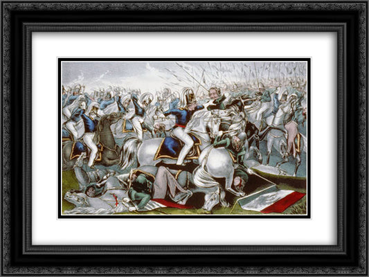 The Gallant Charge of the Kentucky Cavalry Under Col. Marshall 24x18 Black Ornate Wood Framed Art Print Poster with Double Matting by Currier and Ives