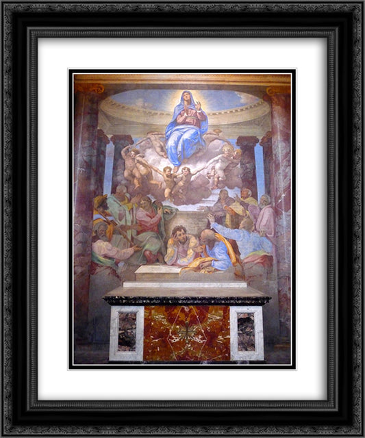 Assumption of the Virgin (della Rovere chapel, Trinita' dei Monti) 20x24 Black Ornate Wood Framed Art Print Poster with Double Matting by Volterra, Daniele da