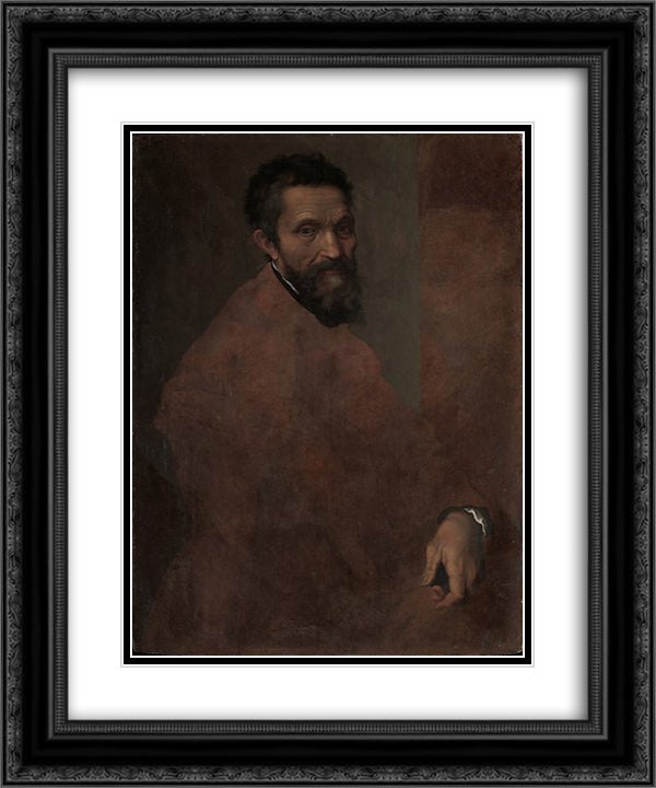 Michelangelo Buonarroti 20x24 Black Ornate Wood Framed Art Print Poster with Double Matting by Volterra, Daniele da