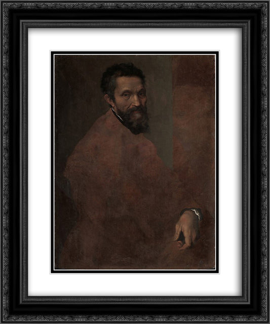 Michelangelo Buonarroti 20x24 Black Ornate Wood Framed Art Print Poster with Double Matting by Volterra, Daniele da