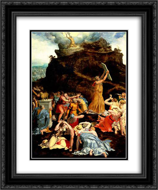 Moses on Mount Sinai 20x24 Black Ornate Wood Framed Art Print Poster with Double Matting by Volterra, Daniele da