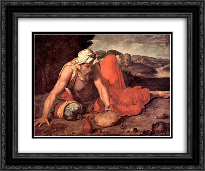 The Prophet Elias 24x20 Black Ornate Wood Framed Art Print Poster with Double Matting by Volterra, Daniele da