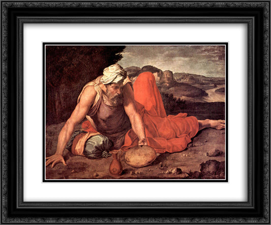 The Prophet Elias 24x20 Black Ornate Wood Framed Art Print Poster with Double Matting by Volterra, Daniele da