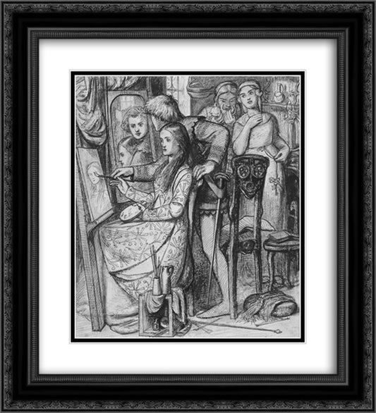 A Parable of Love 20x22 Black Ornate Wood Framed Art Print Poster with Double Matting by Rossetti, Dante Gabriel