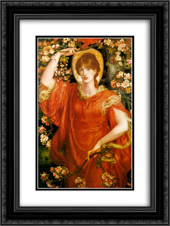 A Vision of Fiammetta 18x24 Black Ornate Wood Framed Art Print Poster with Double Matting by Rossetti, Dante Gabriel