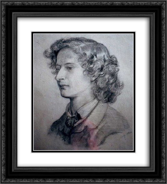 Algernon Charles Swinburne 20x22 Black Ornate Wood Framed Art Print Poster with Double Matting by Rossetti, Dante Gabriel