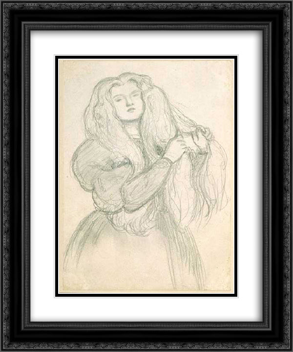 Annie Miller 20x24 Black Ornate Wood Framed Art Print Poster with Double Matting by Rossetti, Dante Gabriel