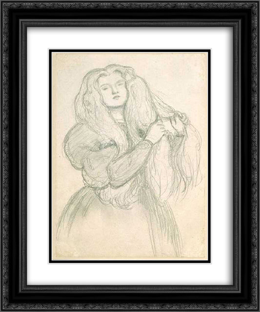 Annie Miller 20x24 Black Ornate Wood Framed Art Print Poster with Double Matting by Rossetti, Dante Gabriel