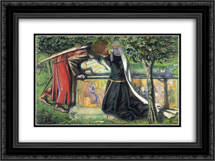 Arthur`s Tomb 24x18 Black Ornate Wood Framed Art Print Poster with Double Matting by Rossetti, Dante Gabriel