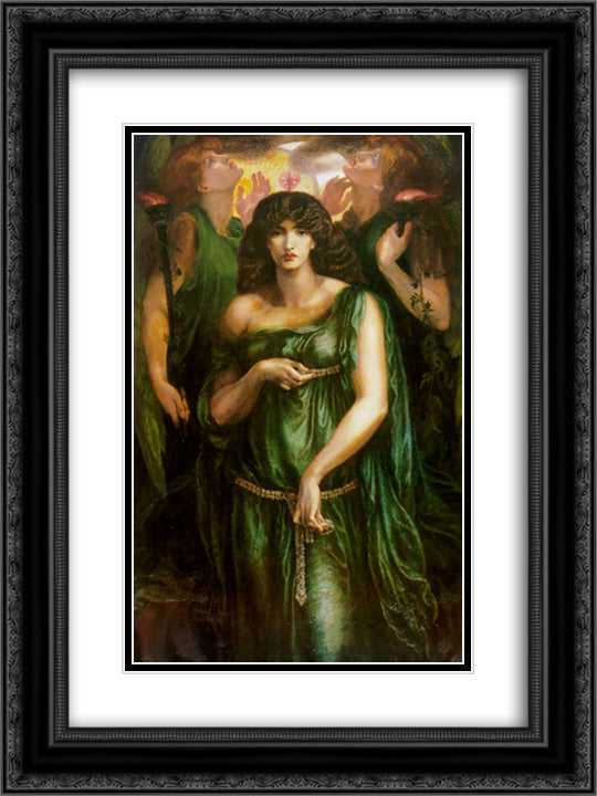 Astarte Syriaca 18x24 Black Ornate Wood Framed Art Print Poster with Double Matting by Rossetti, Dante Gabriel