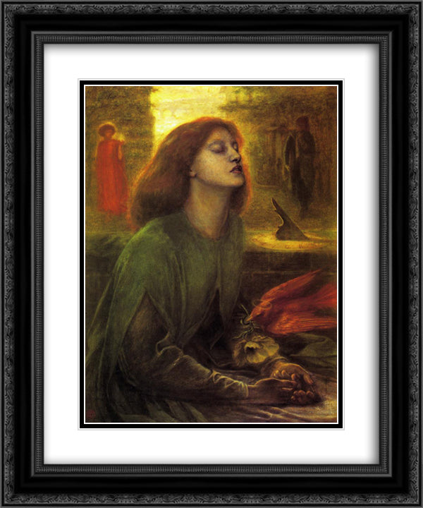 Beata Beatrix 20x24 Black Ornate Wood Framed Art Print Poster with Double Matting by Rossetti, Dante Gabriel