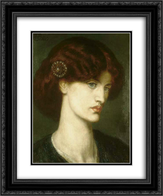 Beatrice 20x24 Black Ornate Wood Framed Art Print Poster with Double Matting by Rossetti, Dante Gabriel