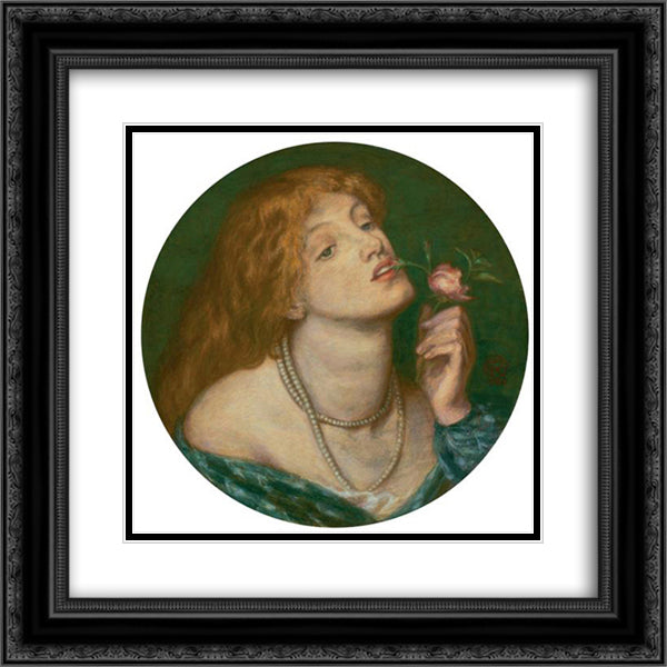 Belcolore 20x20 Black Ornate Wood Framed Art Print Poster with Double Matting by Rossetti, Dante Gabriel