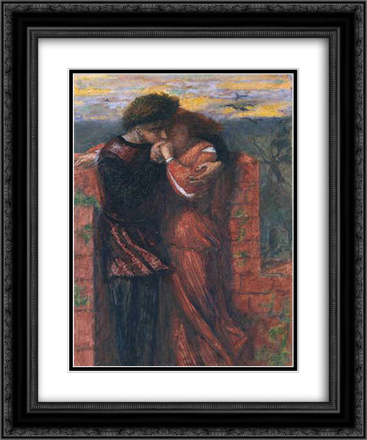 Carlisle Wall (The Lovers) 20x24 Black Ornate Wood Framed Art Print Poster with Double Matting by Rossetti, Dante Gabriel