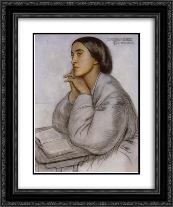 Christina Rossetti 20x24 Black Ornate Wood Framed Art Print Poster with Double Matting by Rossetti, Dante Gabriel