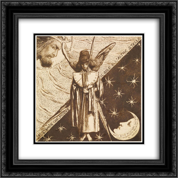 Dantis Amor 20x20 Black Ornate Wood Framed Art Print Poster with Double Matting by Rossetti, Dante Gabriel