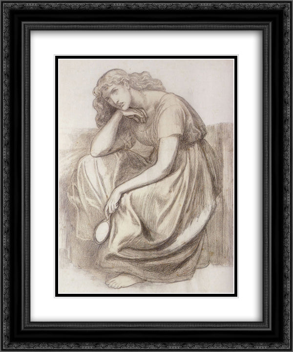 Desdemona 20x24 Black Ornate Wood Framed Art Print Poster with Double Matting by Rossetti, Dante Gabriel