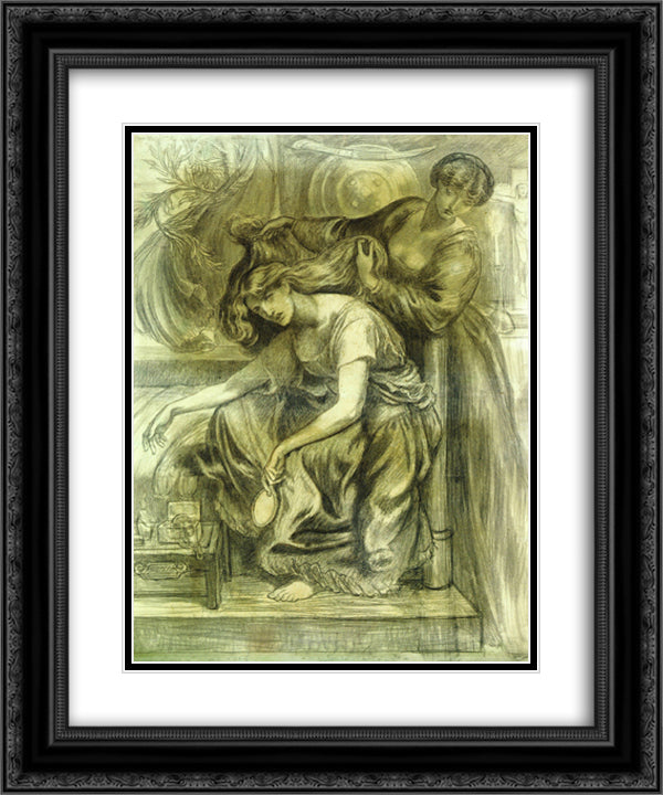 Desdemona`s Death Song 20x24 Black Ornate Wood Framed Art Print Poster with Double Matting by Rossetti, Dante Gabriel