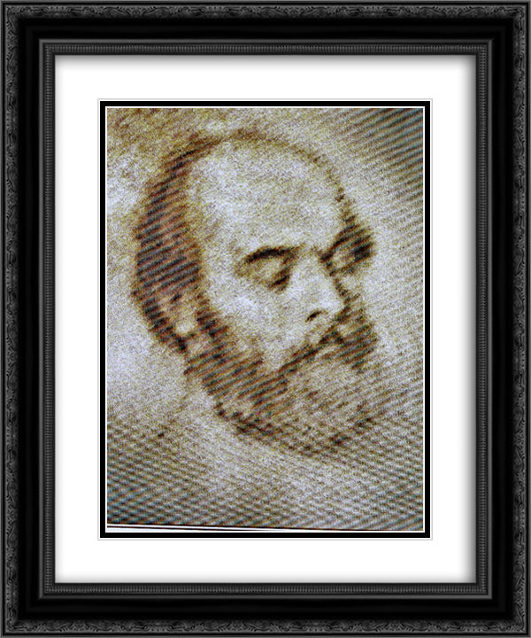 Drawing 20x24 Black Ornate Wood Framed Art Print Poster with Double Matting by Rossetti, Dante Gabriel