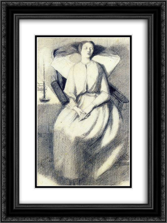 Elizabeth Siddal Seated in a Chair 18x24 Black Ornate Wood Framed Art Print Poster with Double Matting by Rossetti, Dante Gabriel