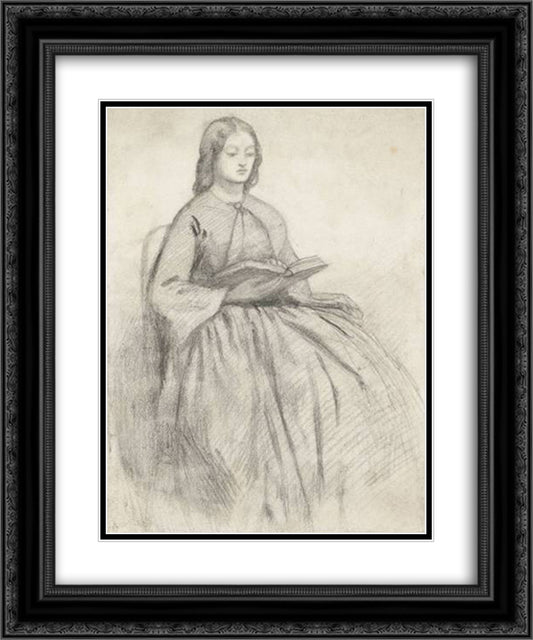 Elizabeth Siddall in a Chair 20x24 Black Ornate Wood Framed Art Print Poster with Double Matting by Rossetti, Dante Gabriel