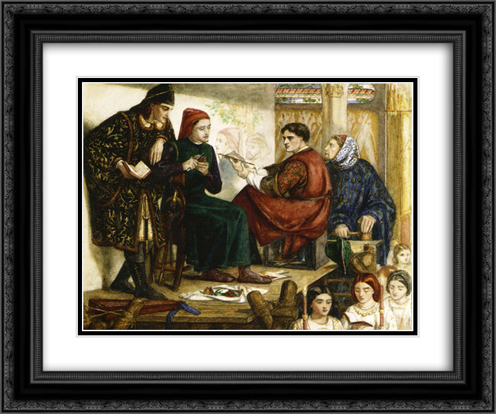 Giotto Painting the Portrait of Dante 24x20 Black Ornate Wood Framed Art Print Poster with Double Matting by Rossetti, Dante Gabriel