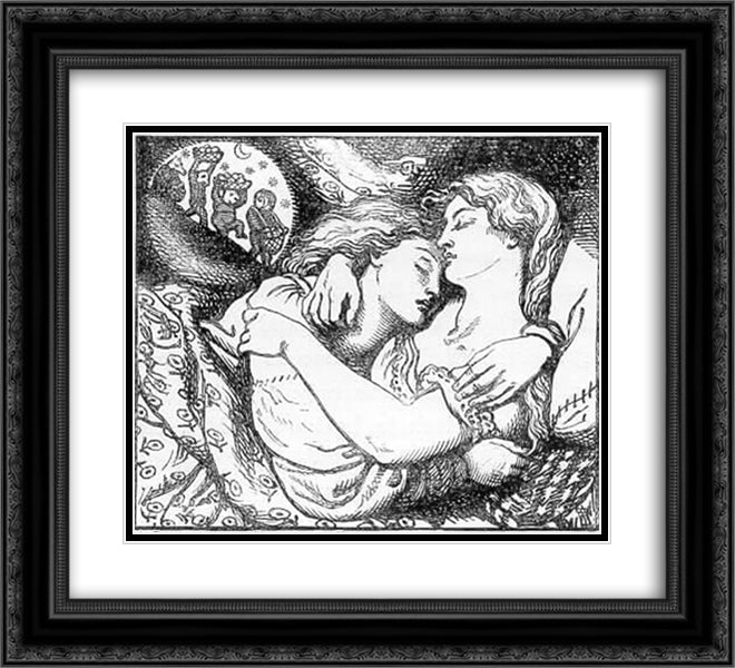 Golden head 22x20 Black Ornate Wood Framed Art Print Poster with Double Matting by Rossetti, Dante Gabriel