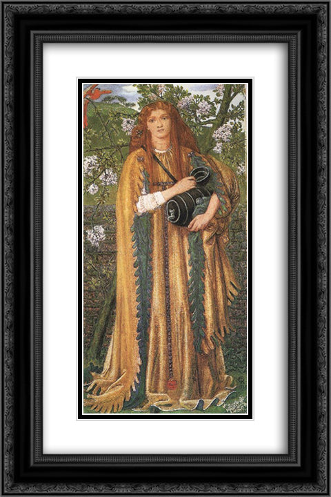 Golden Water 16x24 Black Ornate Wood Framed Art Print Poster with Double Matting by Rossetti, Dante Gabriel