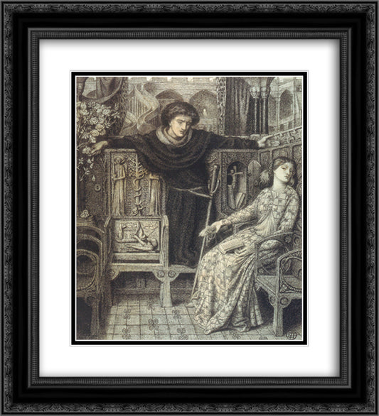 Hamlet and Ophelia 20x22 Black Ornate Wood Framed Art Print Poster with Double Matting by Rossetti, Dante Gabriel