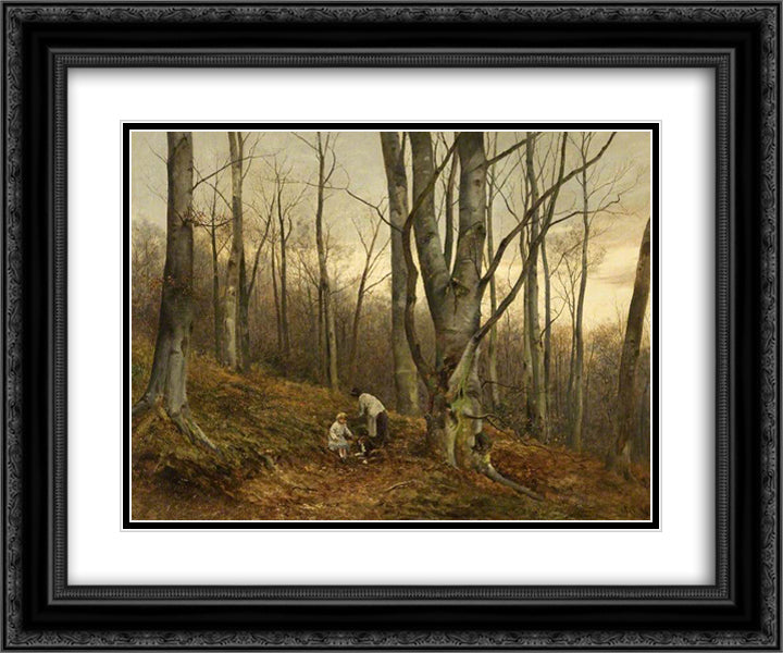 A Beech Wood, Malvern, Worcestershire 24x20 Black Ornate Wood Framed Art Print Poster with Double Matting by Bates, David