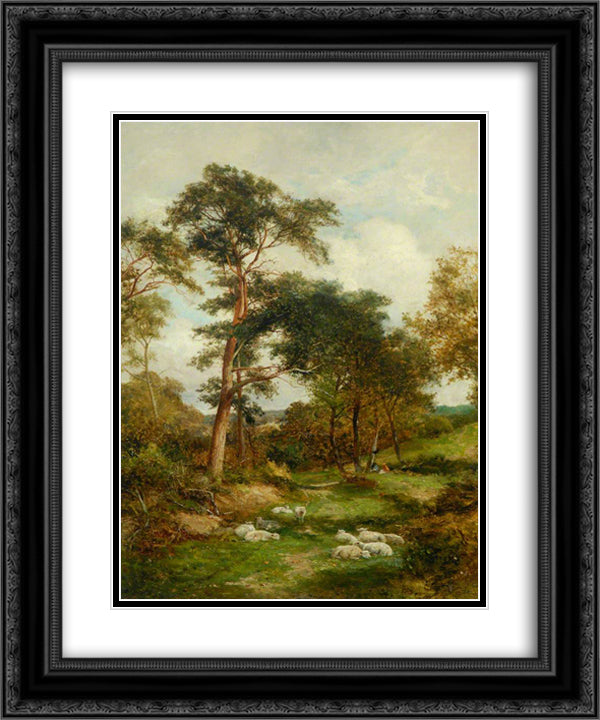 A Warwickshire Lane 20x24 Black Ornate Wood Framed Art Print Poster with Double Matting by Bates, David