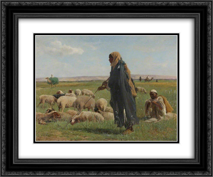 Arab Shepherds 24x20 Black Ornate Wood Framed Art Print Poster with Double Matting by Bates, David