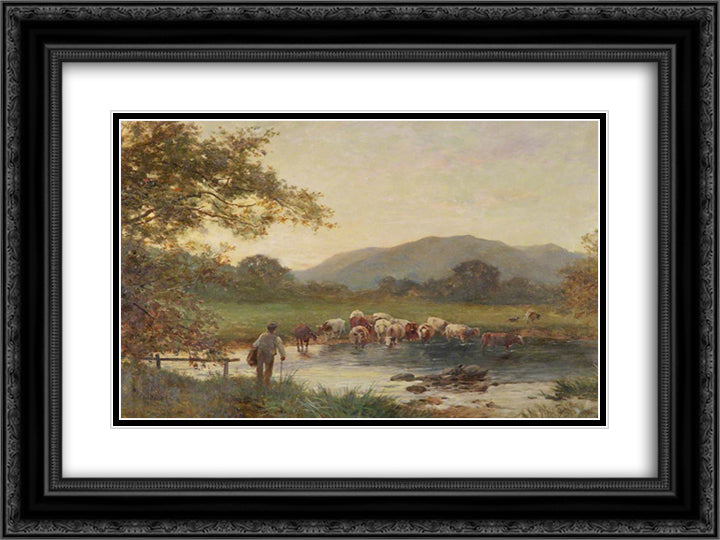Crossing the Severn 24x18 Black Ornate Wood Framed Art Print Poster with Double Matting by Bates, David
