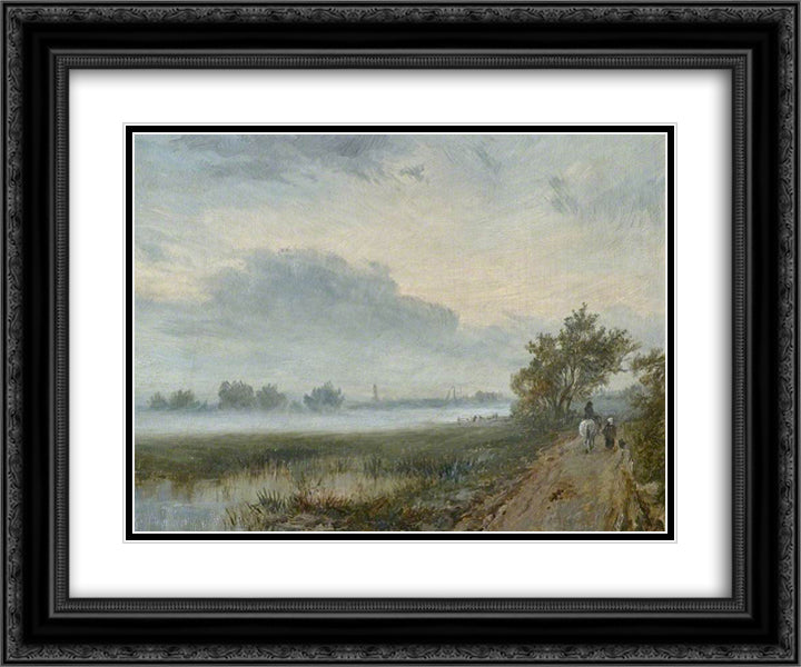 Early Morning on the Severn 24x20 Black Ornate Wood Framed Art Print Poster with Double Matting by Bates, David