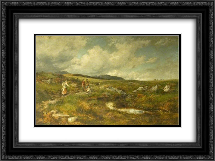 Hay Time on the High Moors 24x18 Black Ornate Wood Framed Art Print Poster with Double Matting by Bates, David