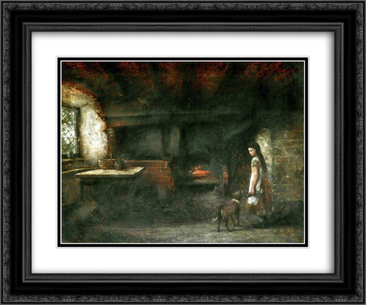 Interior of a Welsh Cottage 24x20 Black Ornate Wood Framed Art Print Poster with Double Matting by Bates, David