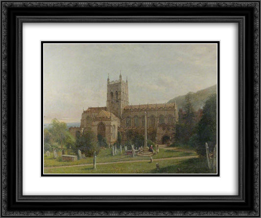 Malvern Priory, Worcestershire 24x20 Black Ornate Wood Framed Art Print Poster with Double Matting by Bates, David