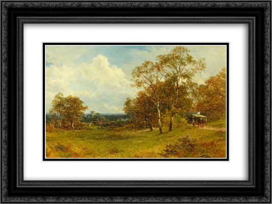 On Ripple Common, Worcestershire 24x18 Black Ornate Wood Framed Art Print Poster with Double Matting by Bates, David