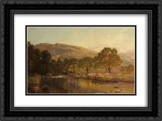 River Landscape 24x18 Black Ornate Wood Framed Art Print Poster with Double Matting by Bates, David