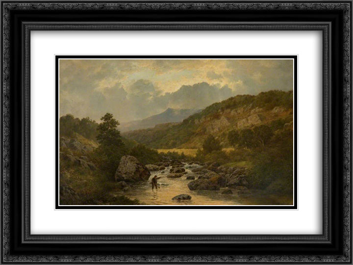 The Lledr Valley 24x18 Black Ornate Wood Framed Art Print Poster with Double Matting by Bates, David