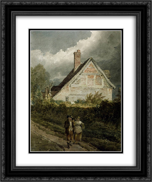 A Country Scene 20x24 Black Ornate Wood Framed Art Print Poster with Double Matting by Cox, David