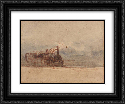 A Railway Engine 24x20 Black Ornate Wood Framed Art Print Poster with Double Matting by Cox, David