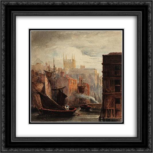 A River Scene 20x20 Black Ornate Wood Framed Art Print Poster with Double Matting by Cox, David