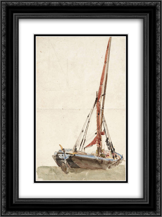 A Ship 18x24 Black Ornate Wood Framed Art Print Poster with Double Matting by Cox, David