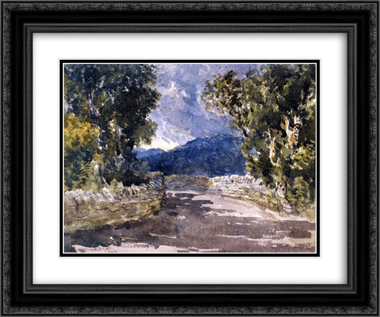 A Welsh Road 24x20 Black Ornate Wood Framed Art Print Poster with Double Matting by Cox, David