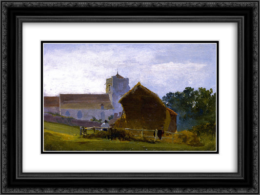 All Saints Church, Hastings 24x18 Black Ornate Wood Framed Art Print Poster with Double Matting by Cox, David