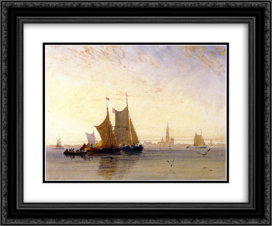 Antwerp, Morning 24x20 Black Ornate Wood Framed Art Print Poster with Double Matting by Cox, David