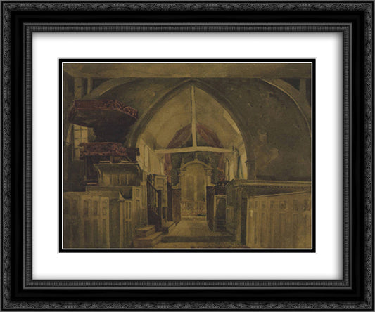 Beckenham Church, Kent 24x20 Black Ornate Wood Framed Art Print Poster with Double Matting by Cox, David