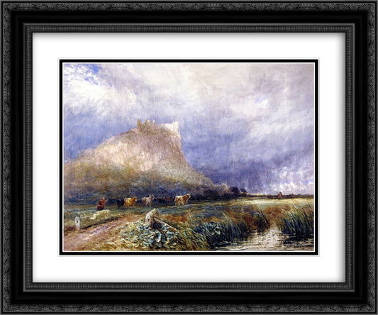 Beeston Castle, Cheshire 24x20 Black Ornate Wood Framed Art Print Poster with Double Matting by Cox, David